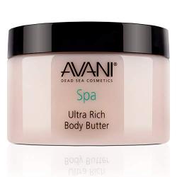 Avani Ultra Rich Body Butter - Dead Sea Salt, Aloe Vera, Vit E, Shea, Jojoba, Sunflower, Olive Essential Oil - Natural Exfoliating Scrub - Milk/Honey