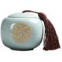 Longquan celadon Tea caddy,Handmade Sealed Storage jars Ceramic Coffee Tea canisters Sugar bowl For Home-C 10x9cm(4x3inch)