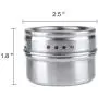 Magnetic Spice Tins Jars with Rack Stainless Steel,Clear Top,Shaker Lid,Set of 6 Magnetic Spice Tins Jars with Rack Stainless Steel,Clear Top,Shaker Lid,Set of 6