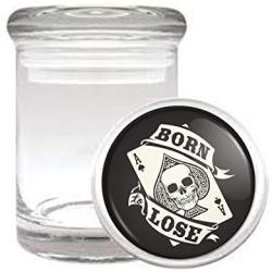 Born to Lose Skull Card Medical Odorless Glass Jar