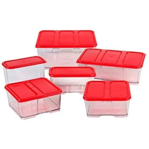 HOBULL 6Pcs Food Storage Jar Grain Storage Tanks Airtight Cereal Dispenser Snack Container Storage for Dry Food Flour Nut Sugar with Lid HOBULL 6Pcs Food Storage Jar Grain Storage Tanks Airtight Cereal Dispenser Snack Container Storage for Dry Food Flour Nut Sugar with Lid