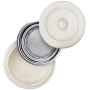Ceramic Grease Container Keeper with Metal Stainless Steel Strainer and Lip for Easy Pour (Ivory)