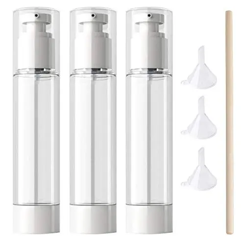 50 ml / 1,7 oz 3er Set Transparent PS Kunststoff Airless Vakuum Pumpen Glasflasche Beutel Flasche Behälter für Kosmetik Make-up Seren Creme Lotion Reise-Toiletten Flüssige Toner Proben