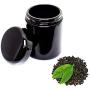 ultravioLeaf 250 ml (8.5 fl oz) Tall Black Ultraviolet Glass Herb Storage Jar - Airtight Stash Container