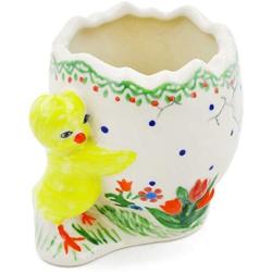 Polish Pottery 4?-inch Egg Shaped Jar (Spring Flowers Theme) + Certificate of Authenticity