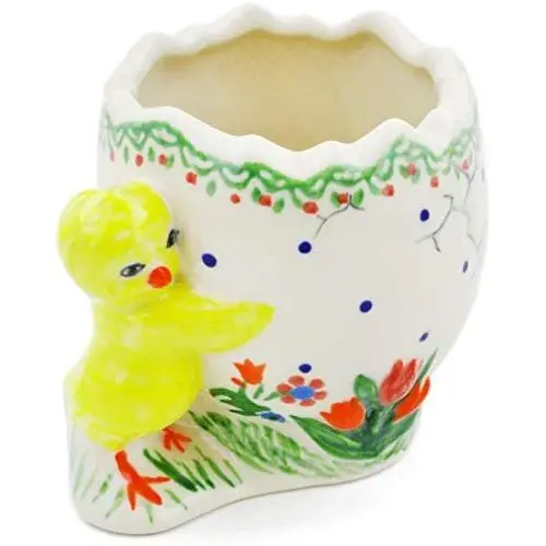 Polish Pottery 4?-inch Egg Shaped Jar (Spring Flowers Theme) + Certificate of Authenticity Polish Pottery 4?-inch Egg Shaped Jar (Spring Flowers Theme) + Certificate of Authenticity
