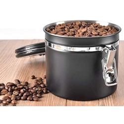 Stainless Steel Storage Jar Tight Seal Food Storage Jar Seal For Serving Tea Coffee Spice (Large size(black) 153128120mm)