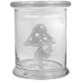 12 oz Clear Glass storage Herb Stash Jar and Lid with Mushroom Logo