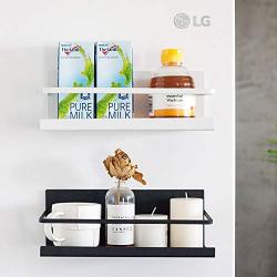 Fridge Spice Rack Organizer Single Tier Magnetic Refrigerator Spice Storage Magnet Shelf, Black