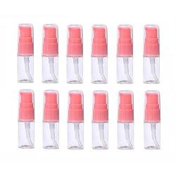 XINGZI 12Pcs 10ml 0.34oz Portable Empty Refillable Clear Plastic Lotion Pump Bottle with Pink Press Pump Head Cosmetic Make-up Face Cream Lotion Emulsion Sample Packing Container Vial Jars