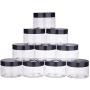 PH PandaHall 12 pcs 120ml(4 Oz) Empty Clear Plastic Slime Storage Favor Jars Wide-Mouth Sample Containers Round Cosmetic Travel Pot with Black Screw Cap Lids for Beads Jewelry Make Up Nails Art