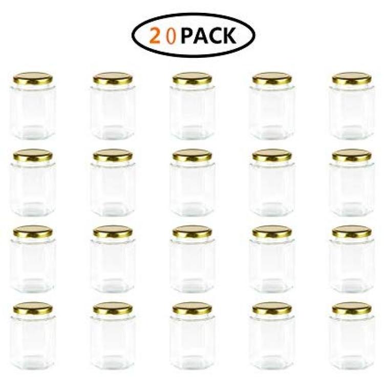 Encheng 4 oz clear glass Jars With Lids(golden),Small Spice Jars