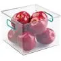 mDesign Kunststoff Lebensmittel-Aufbewahrungsbehälter mit Griffen für Küche, Speisekammer, Schrank, Kühlschrank/Gefrierschrank – Würbeschale für Snacks, Obst, Gemüse, Nudeln – BPA-frei, lebensmittelecht – 4er-Set, Klar/Blau