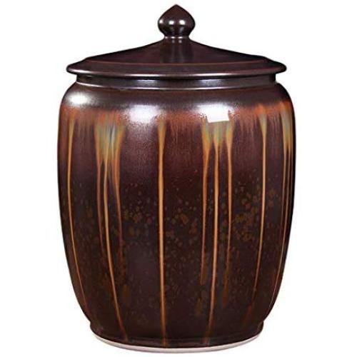 European Airtight Food Storage Containers Ceramic with Lids Large Kitchen Canisters Jars Porcelain,Rustic Home Decor,Pantry Organization and Storage for Flour Snacks Sugar Coffee Cereals 10L/15L Brown