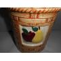 Apple Pear Fruit Ceramic Woven Basket Style 3 Piece Kitchen Canister Set