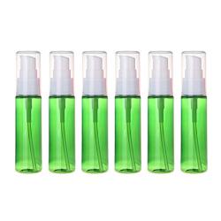 6Pcs 30ml/1oz Empty Refillable Plastic Pump Bottle Portable Sample Storage Container Vial Dispenser For Lotion Cream Shampoo Shower Gel Hand Wash Essential Oil Toiletries (Green)