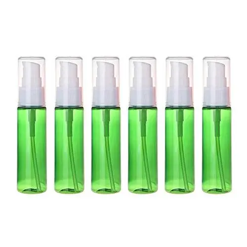 6Pcs 30ml/1oz Empty Refillable Plastic Pump Bottle Portable Sample Storage Container Vial Dispenser For Lotion Cream Shampoo Shower Gel Hand Wash Essential Oil Toiletries (Green)