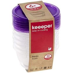 keeeper Food Box Fredo Fresh 0,2L Round 6 Pieces, Polypropylene, Purple, 9.5 x 9.5 x 5 cm