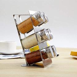 Macddy Spice Rack Organizer Stainless Steel Seasoning Jar Storage Holder Kitchen Toos Dustproof Visible Castor polite