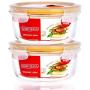 Kitchen Food Storage Jar Airtight Food Storage Glass Food Storage Container No BPA Round Glass Bowl Can Be Used Microwave Oven Freezer Dishwasher For Salad Lunch Picnic