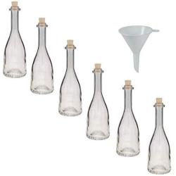 Viva Haushaltswaren 6 Glass Bottles 200 ml with Cork for Self-Filling Includes A, ? 7 cm
