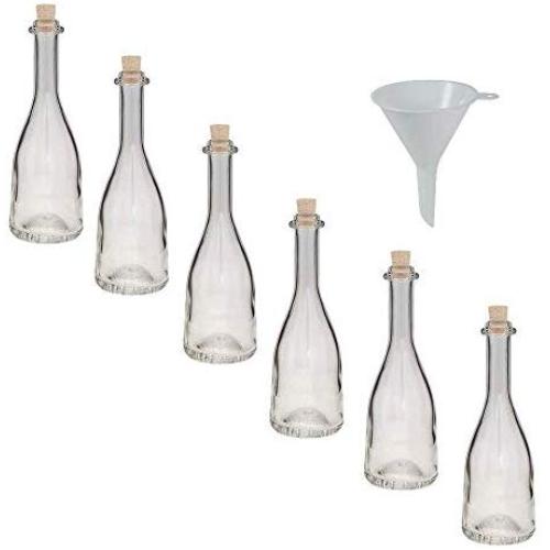 Viva Haushaltswaren 6 Glass Bottles 200 ml with Cork for Self-Filling Includes A, ? 7 cm
