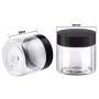 20 Pieces Round Pot Jars Plastic Cosmetic Containers Set with Lid for Liquid Creams Sample (Black Lid, 60 ml/ 2 oz)