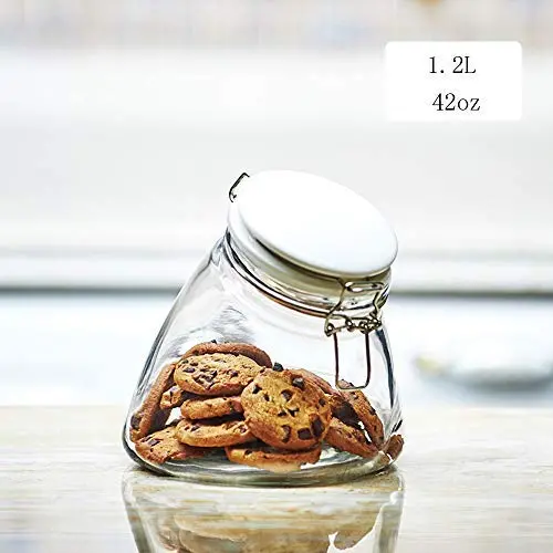 Lucky lu Glass with slanted mouth Airtight Canister with Lids Food Storage Jar with Clear Preserving Seal Wire Clip Fastening for Kitchen Canning Cereal,Pasta,Sugar,Beans,Spice (Small) Lucky lu Glass with slanted mouth Airtight Canister with Lids Food Storage Jar with Clear Preserving Seal Wire Clip Fastening for Kitchen Canning Cereal,Pasta,Sugar,Beans,Spice (Small)