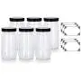 Bouteille à épices en PET transparent 240 ml avec bouchon rayé noir (6 pack) + Étiquettes Bouteille à épices en PET transparent 240 ml avec bouchon rayé noir (6 pack) + Étiquettes