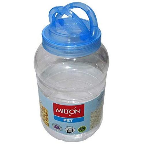 Milton Crisp And Clear Round Storage Pet Jar, BPA Free, Airtight Containers,Durable, Shatterproof, To store Dry Goods, Rice, Cereal, Flour, Grains, Soda Powder, Sugar, Stackable (5000 ML)