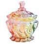 Colias Wing Waviness Colorful Crystal Glass Ribbed Apothecary Jars/Candy Buffet Canisters/Candy Buffet Storage Container/Kitchen Food Storage Jars with Lid( 6.8 OZ)-Small