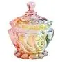 Colias Wing Waviness Colorful Crystal Glass Ribbed Apothecary Jars/Candy Buffet Canisters/Candy Buffet Storage Container/Kitchen Food Storage Jars with Lid( 6.8 OZ)-Small