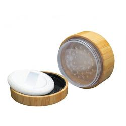 30ml 1oz Empty Refillable Portable Environmental Bamboo DIY Make up Loose Powder Jar Container Case with Sponge Powder Puff and Sifter Baby Powder Puff Kit Foundation Cosmetic Box