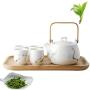 Teapot Ceramic Vintage Marble pattern Large capacity with 4 cups,kettle Water storage jar the Chinese tea culture Green Jasmine Flowers Black Tea Coffee milk,living room,tea lovers,WhiteB