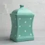 Bocal en céramique artisanal bleu turquoise et blanc à motifs de pois, grand (900ml/31.5oz) – idéal pour le stockage, les biscuits, cadeau de maison. Bocal en céramique artisanal bleu turquoise et blanc à motifs de pois, grand (900ml/31.5oz) – idéal pour le stockage, les biscuits, cadeau de maison.