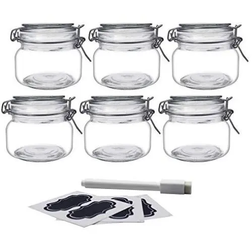 YEBODA 16oz Food Storage Canister Glass Jars with Clamp Airtight Lids and Silicone Gaskets for Multi-Purpose Kitchen Containers - Clear Square (6 Pack) YEBODA 16oz Food Storage Canister Glass Jars with Clamp Airtight Lids and Silicone Gaskets for Multi-Purpose Kitchen Containers - Clear Square (6 Pack)