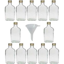 Viva Haushaltswaren Set of 12 Glass Bottles Schnapps Bottles 200ml. A Funnel