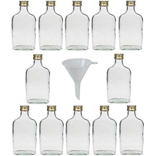 Viva Haushaltswaren Set of 12 Glass Bottles Schnapps Bottles 200ml. A Funnel