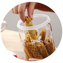 Carousel With Lids Food Storage Container Cereal Lemon Coffee Beans Snack Kitchen Storage Moisture Proof Transparent Glass Jar,small