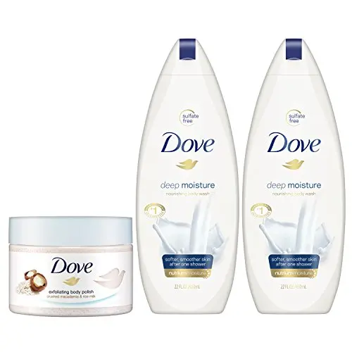 Dove Körperwaschmittel und Körperpeeling, Peeling und tiefe Feuchtigkeit – 3er Set