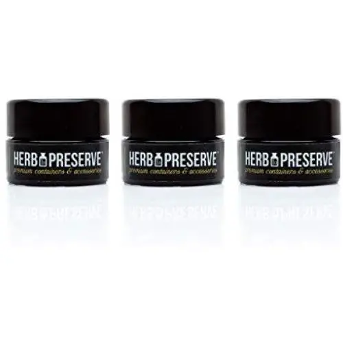 Pot de conservation d'herbes Half Gram (5 ml) Capacité de la taille de la paume avec bouchon à vis noir UV Remplaçable Verre Stock 3 Pack Set Pot de conservation d'herbes Half Gram (5 ml) Capacité de la taille de la paume avec bouchon à vis noir UV Remplaçable Verre Stock 3 Pack Set