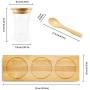 Unique Design Clear Glass Food Storage Jar with Airtight Seal Bamboo Lid & Spoons - Kitchen Condiments Canister for Serving Spices Coffee Tea Sugar and more,10.8 FL OZ (320 ML),3 Pcs Set - Great Gift