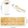 Unique Design Clear Glass Food Storage Jar with Airtight Seal Bamboo Lid & Spoons - Kitchen Condiments Canister for Serving Spices Coffee Tea Sugar and more,10.8 FL OZ (320 ML),3 Pcs Set - Great Gift