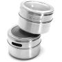 KUCY Storage Container 12Pcs Stainless Steel Magnetic Spice Tin Kitchen Storage Container Jars Clear Lid