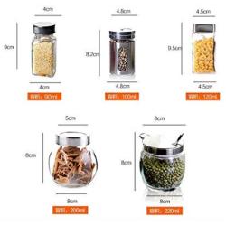 Kitchen Storage Containers Glass Jars Set,Iron Spice Rack Send Spoon Pack of 8,Stainless Steel Spice Jars Oil Vinegar Pot Kitchen Supplies,b