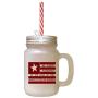 Maroon We Pledge Allegiance To The Flag Frosted Glass Mason Jar With Straw