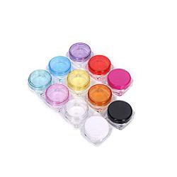 12Pcs 0.17 oz Plastic Square Cosmetic Jars Sample Bottles Case for Cosmetic Face Cream Lip Balm Travel Home Use Empty Refillable Reusable(Lid Color Random)