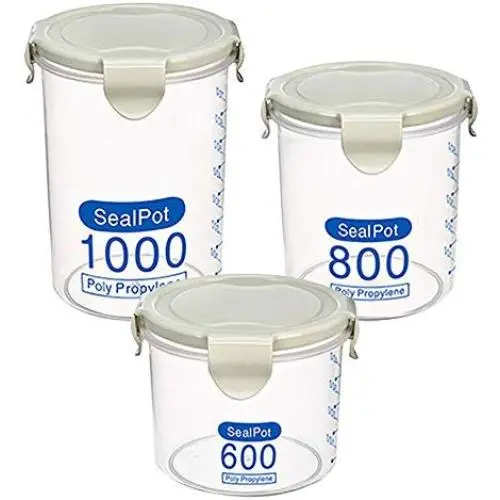 Ensemble de contenants de rangement alimentaire LLY, 3 tailles différentes, récipients en plastique transparent de qualité alimentaire pour grains, céréales – 3 pièces. Ensemble de contenants de rangement alimentaire LLY, 3 tailles différentes, récipients en plastique transparent de qualité alimentaire pour grains, céréales – 3 pièces.