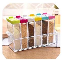 1Pcs Spice Jar Seasoning Box Kitchen Spice Rack Spice Storage Bottle Jars Transparent Salt Pepper Cumin Powder Box Tool,Color