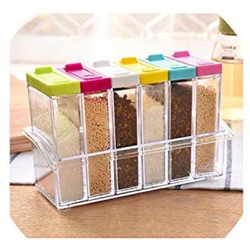 1Pcs Spice Jar Seasoning Box Kitchen Spice Rack Spice Storage Bottle Jars Transparent Salt Pepper Cumin Powder Box Tool,Color